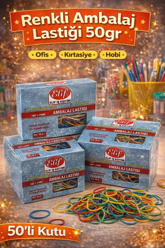 RENKLİ AMBALAJ LASTİK 50GR /  50Lİ KUTU